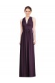 Cheap Long Chiffon V-Neck Bridesmaid Dress with Shirred Bodice UK