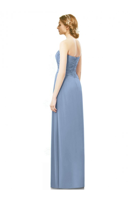 Cheap Strapless Long Chiffon Bridesmaid Dress with Sweetheart Neckline UK