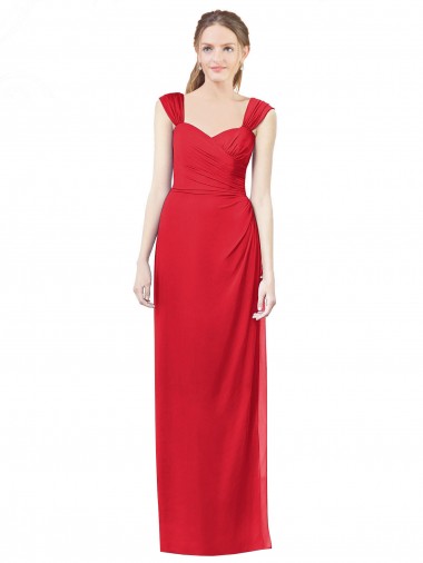 Cheap Long Chiffon Bridesmaid Gown with Neckline Straps UK