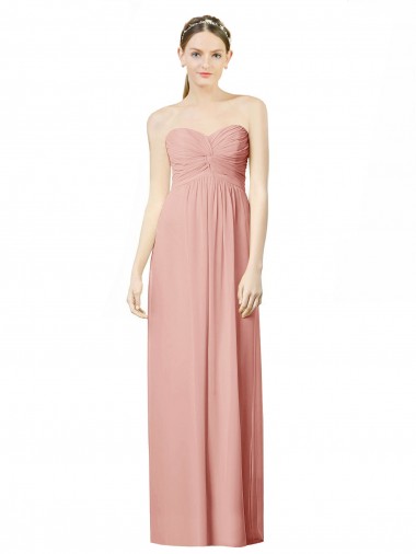 Cheap Long Chiffon Sweetheart Bridesmaid Dress with Twist Bodice UK