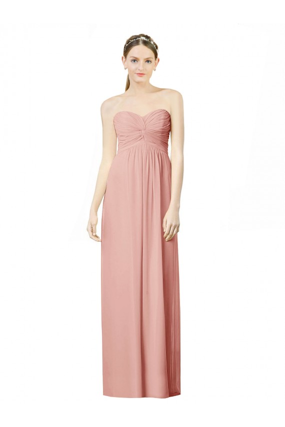 Cheap Long Chiffon Sweetheart Bridesmaid Dress with Twist Bodice UK
