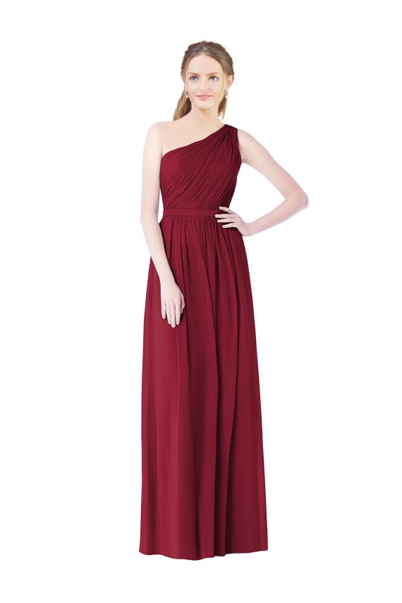 Cheap One Shoulder Full Length Long Chiffon Bridesmaid Dress. UK