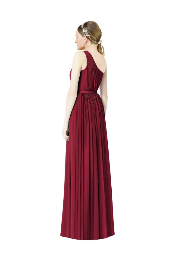Cheap One Shoulder Full Length Long Chiffon Bridesmaid Dress. UK