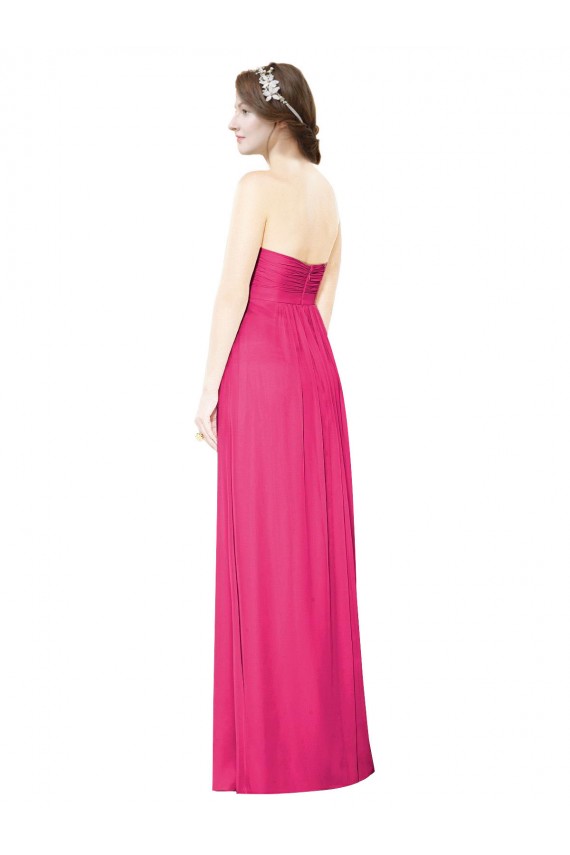 Cheap Full Length Strapless Long Chiffon Dress with Waistband UK