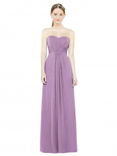 Cheap Sweetheart Neckline Strapless Chiffon Bridesmaid Dress with Wrap Pleat UK