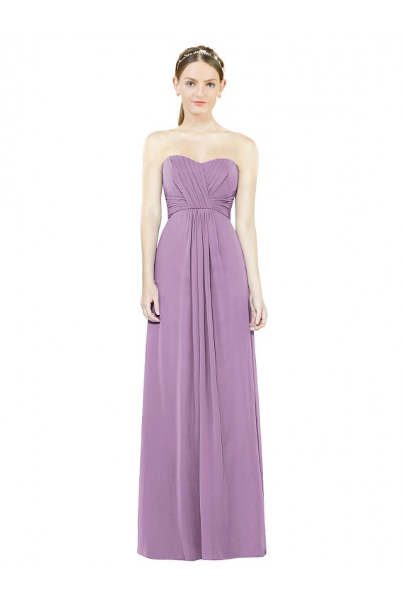 Cheap Sweetheart Neckline Strapless Chiffon Bridesmaid Dress with Wrap Pleat UK