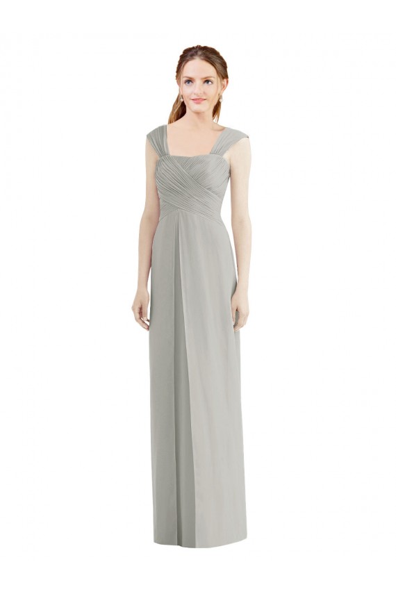 Cheap Full Length Lux Chiffon Dress with Draped Bodice And Shirred Straps UK