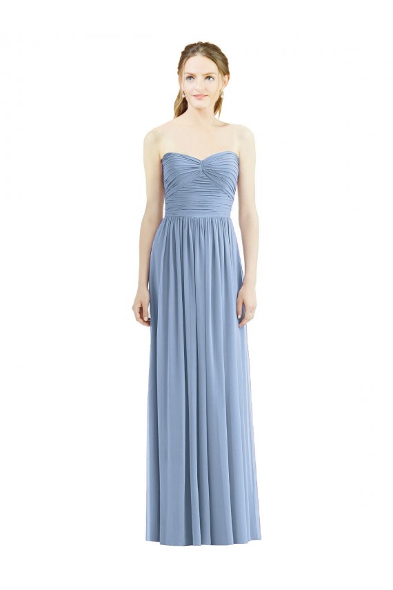 Cheap Strapless Long Chiffon Dress with Sweetheart Neckline And Draped Bodice UK