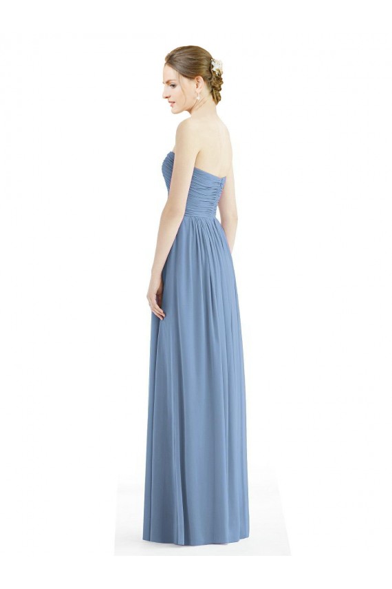 Cheap Strapless Long Chiffon Dress with Sweetheart Neckline And Draped Bodice UK