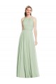 Cheap Open Back Halter Chiffon Bridesmaid Dress with Flowy Bow UK