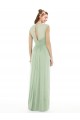 Cheap Sheer Back Cap Sleeves Long Chiffon Bridesmaid Dress  UK