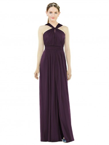 Cheap Maxi Chiffon Halter Neck Bridesmaid Dress UK