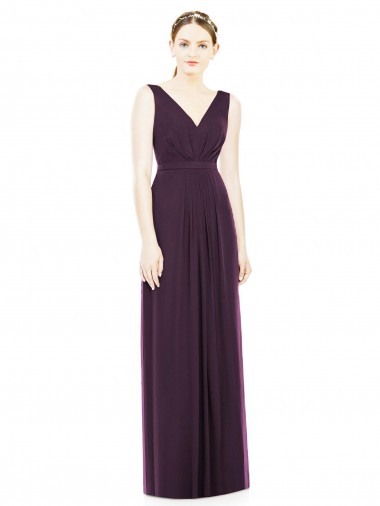 Cheap V-Neckline Sleevelss Full Length Chiffon Bridesmaid Dress UK