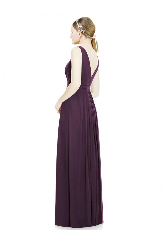 Cheap V-Neckline Sleevelss Full Length Chiffon Bridesmaid Dress UK