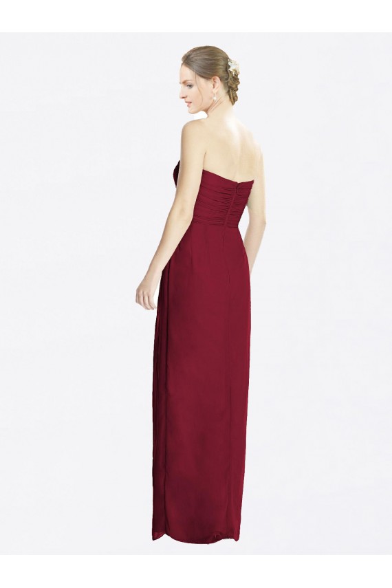 Cheap Strapless Sweetheart Long Chiffon Bridesmaid Dress UK