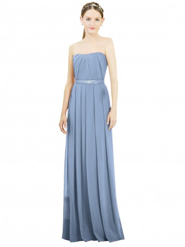 Cheap V-Pleat Chiffon Full-Length Strapless Bridesmaid Dress UK
