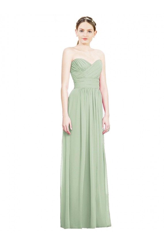 Cheap Crisscross Draped Full Length Strapless Chiffon Bridesmaid Dress UK