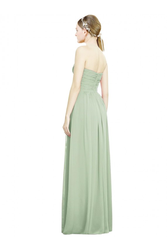 Cheap Crisscross Draped Full Length Strapless Chiffon Bridesmaid Dress UK