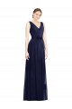 Cheap Full-Length V-Neck Lux Chiffon Bridesmaid Dress with V-Back UK
