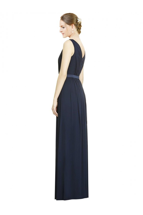 Cheap Full-Length V-Neck Lux Chiffon Bridesmaid Dress with V-Back UK