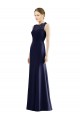 Cheap Lace Bodice Open Back Trumpet Chiffon Bridesmaid Dress with Bow Belt UK