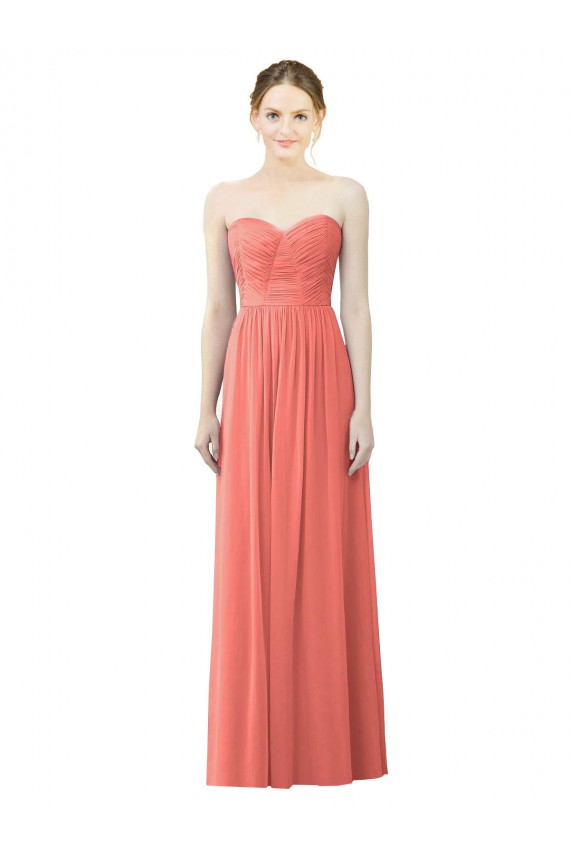Cheap Draped Sweetheart Strapless Chiffon Bridesmaid Dress UK