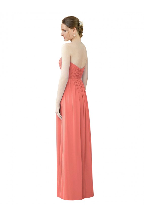 Cheap Draped Sweetheart Strapless Chiffon Bridesmaid Dress UK
