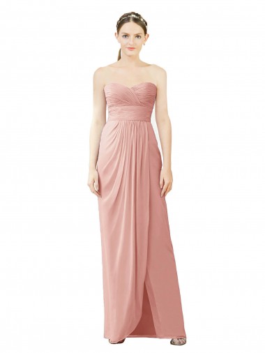 Cheap Strapless Sweetheart Long Chiffon Wrap Bridesmaid Dress UK