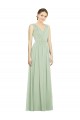 Cheap Natural Waist V-Neck Draped Chiffon Bridesmaid Dress UK