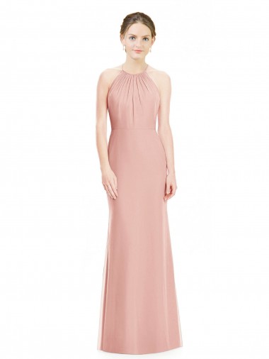 Cheap Halter Neck Trumpet Chiffon Bridesmaid Dress UK