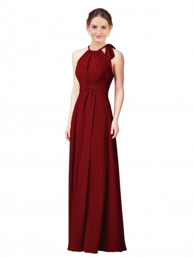 Cheap Luxe Chiffon Bridesmaid Dress with Open Slit In the Back UK