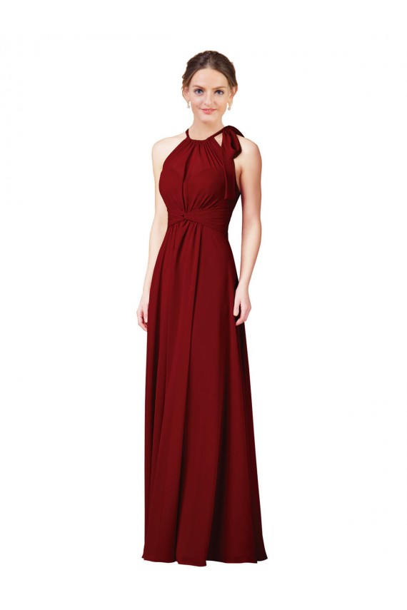 Cheap Luxe Chiffon Bridesmaid Dress with Open Slit In the Back UK