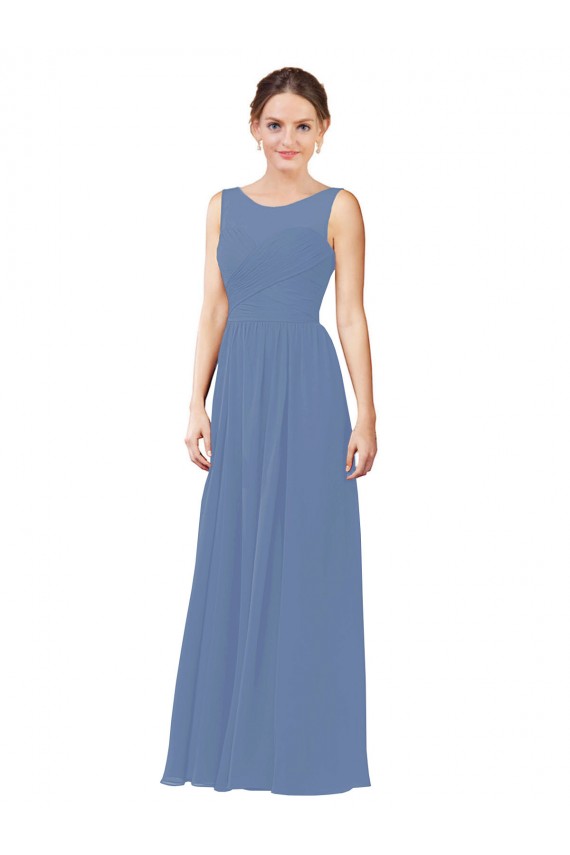 Cheap Luxe Chiffon Bridesmaid Dress with Illusion and Sweetheart Neckline UK