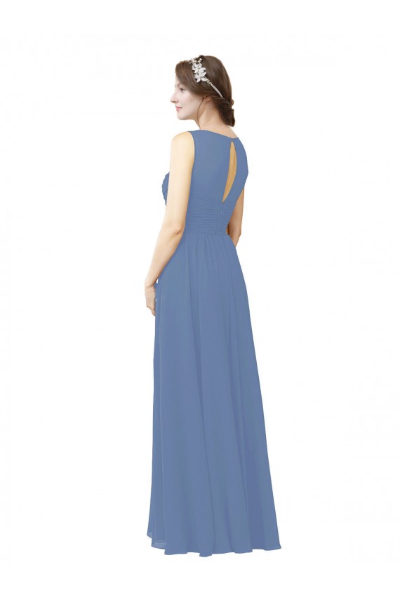 Cheap Luxe Chiffon Bridesmaid Dress with Illusion and Sweetheart Neckline UK