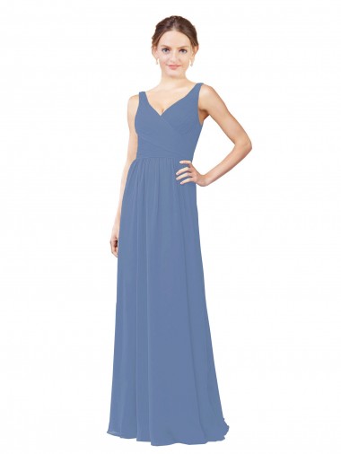 Cheap Draped V-Neck Luxe Chiffon Bridesmaid Dress UK