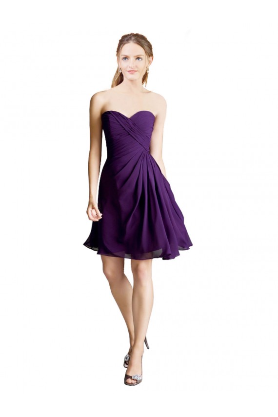 Cheap Draped Chiffon Long Sweetheart Cocktail Bridesmaid Dress UK