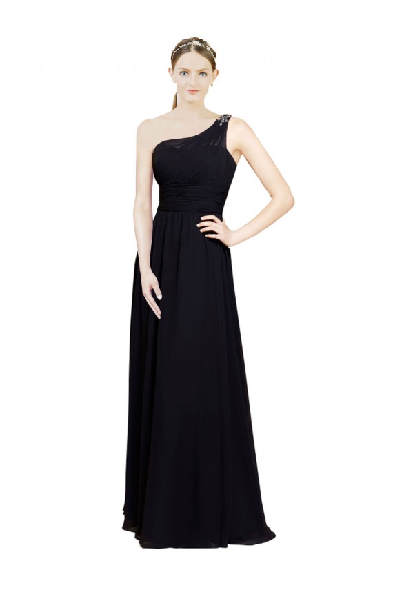 Cheap Sweetheart Chiffon Bridesmaid Dress with Beaded One Shoulder Strap UK