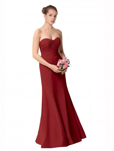 Cheap Full Length Sweetheart Chiffon Bridesmaid Dress with Ruched Bodice UK