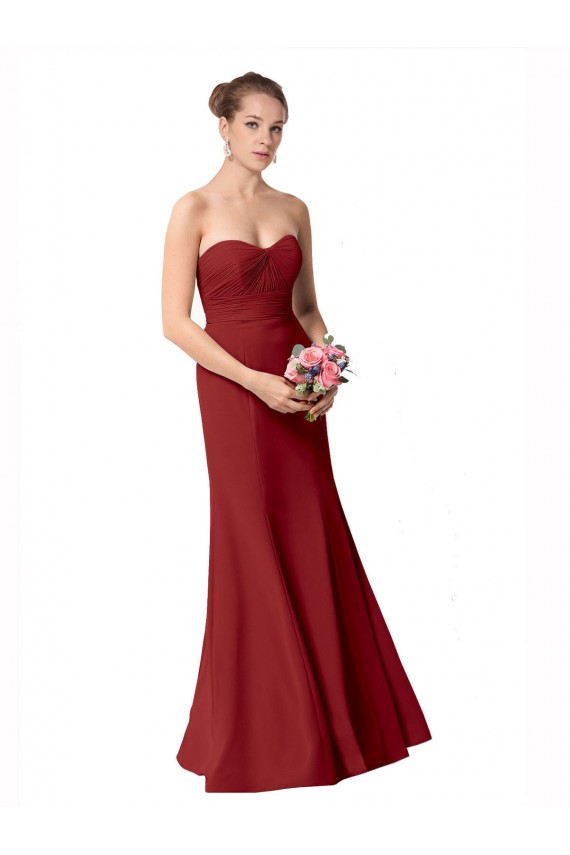 Cheap Full Length Sweetheart Chiffon Bridesmaid Dress with Ruched Bodice UK