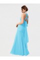 Cheap Long Halter Chiffon Bridesmaid Dress with Dropped Waist UK