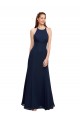 Cheap High Halter Fit and Flare Long Chiffon Bridesmaid Dress / Prom Dress with Criss Cross Low Back UK