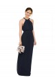 Cheap High Halter Neckline Chiffon Bridesmaid Dress with Slim Keyhole Back UK