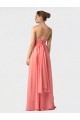 Cheap Shirred Bodice Full Length Long Chiffon Bridesmaid Dress UK