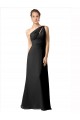 Cheap One Shoulder Full Length Chiffon Bridesmaid Dress with Shirred Bodice UK