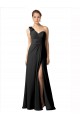 Cheap Sheer One Shoulder Chiffon A-Line Bridesmaid Dress with Slit UK