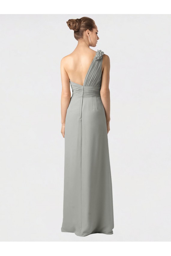Cheap Sheer One Shoulder Chiffon A-Line Bridesmaid Dress with Slit UK