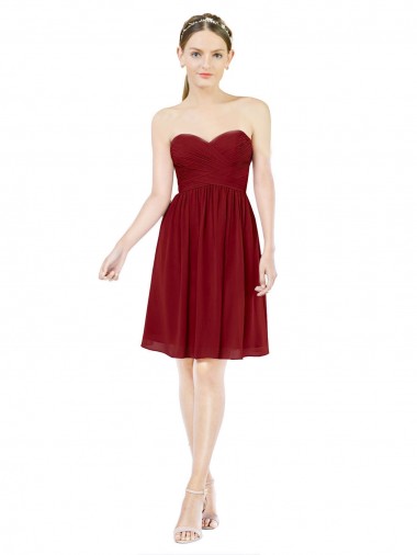 Cheap Short Sweetheart Knee Length Chiffon Cocktail Bridesmaid Dress with Open Back UK