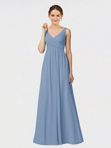 Cheap Long Chiffon Bridesmaid Dress with Sweetheart Neckline and Wide Straps UK