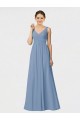 Cheap Long Chiffon Bridesmaid Dress with Sweetheart Neckline and Wide Straps UK