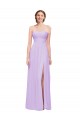 Cheap Strapless Mermaid Chiffon Bridesmaid Dress WITH High Side Slit and Ruffles UK